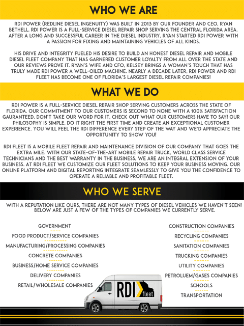 Poster describing RDI Power's story and services